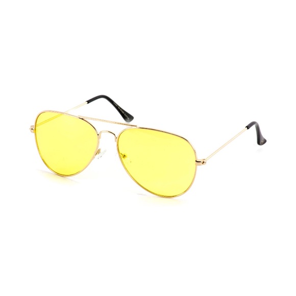 💥 CLEARANCE Yellow Lens Gold Frame Classic Aviator Sunglasses - Picture 2 of 2